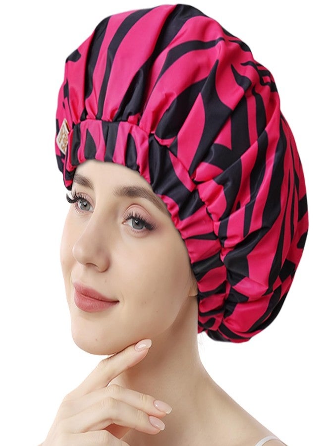 Years Calm Shower Caps for Women Reusable Waterproof, Double-Layer Extra Large Elastic Hair Cap for Shower for Long Hair & Braids, Travel & Home - Image 1